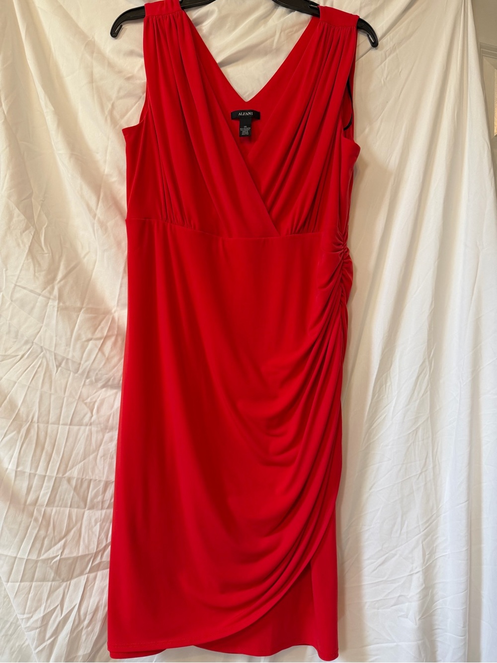 Alfani Red Sleeveless Faux-Wrap Midi Dress